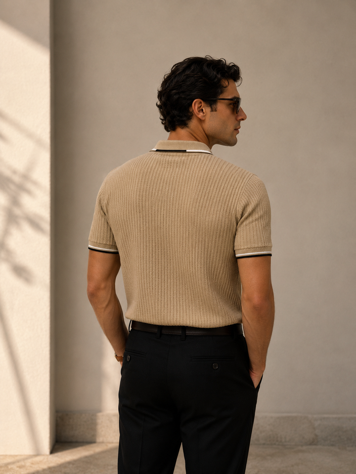 camisa texturizada hombre, camisa casual elegante hombre, camisa manga corta hombre, camisa premium hombre, camisa tejido texturizado, camisa beige hombre, camisa cómoda hombre, camisa con elastómero, camisa smart casual hombre, camisa cuello tejido hombre, camisa moderna hombre, camisa fresca hombre, camisa Purple Rain, camisa de botones hombre, camisa para combinar con pantalón negro.