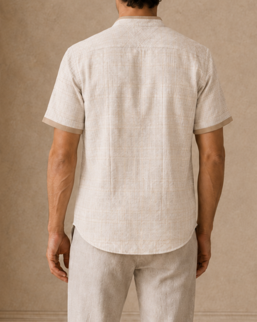 Camisa Texturizada para Hombre Cuello Nerú Manga Corta | Purple Rain