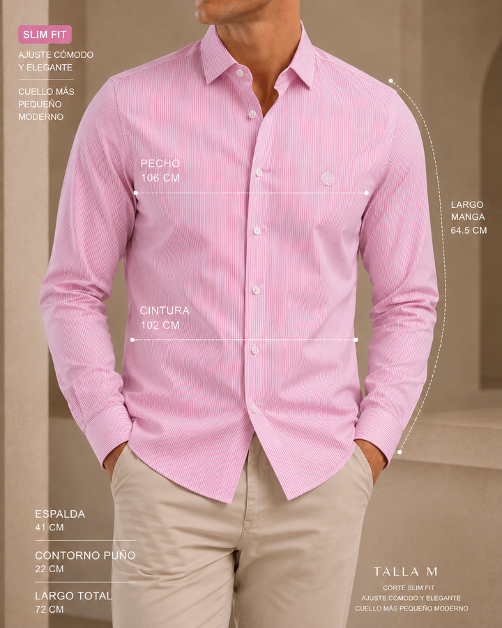Camisa de Rayas Hombre Cuello Italiano | Portofino | Purple Rain