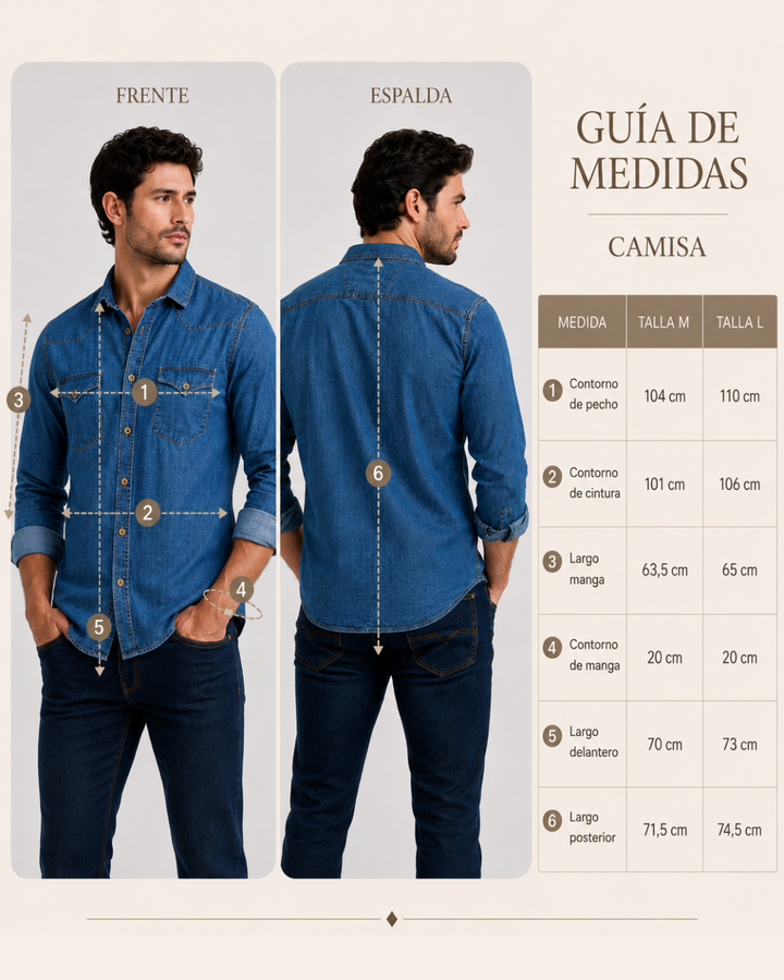 Camisa hombre manga larga Denim Texturizada Cuadros
