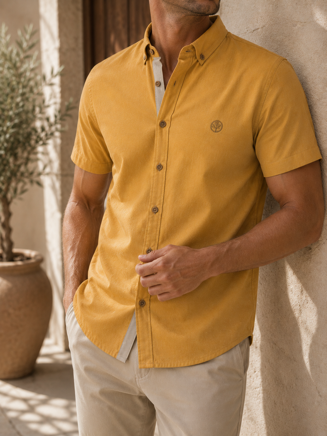 Camisa slim rayon poliester