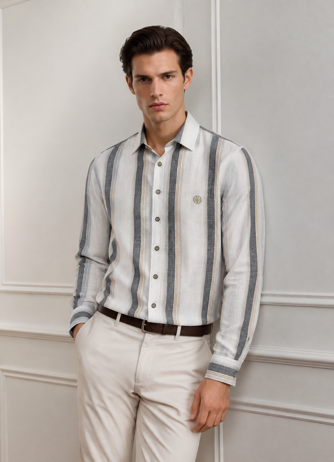 Camisa manga larga Toscana Rayas Texturizadas - Purple Rain