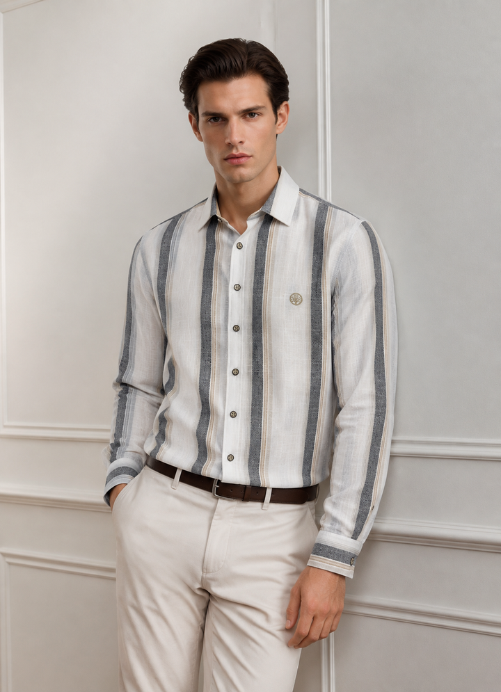Camisa manga larga Toscana Rayas Texturizadas - Purple Rain