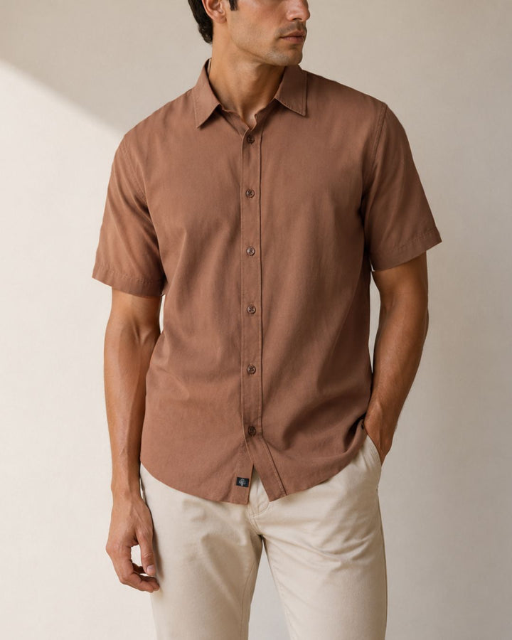 Camisa masculina manga corta en rayón viscosa