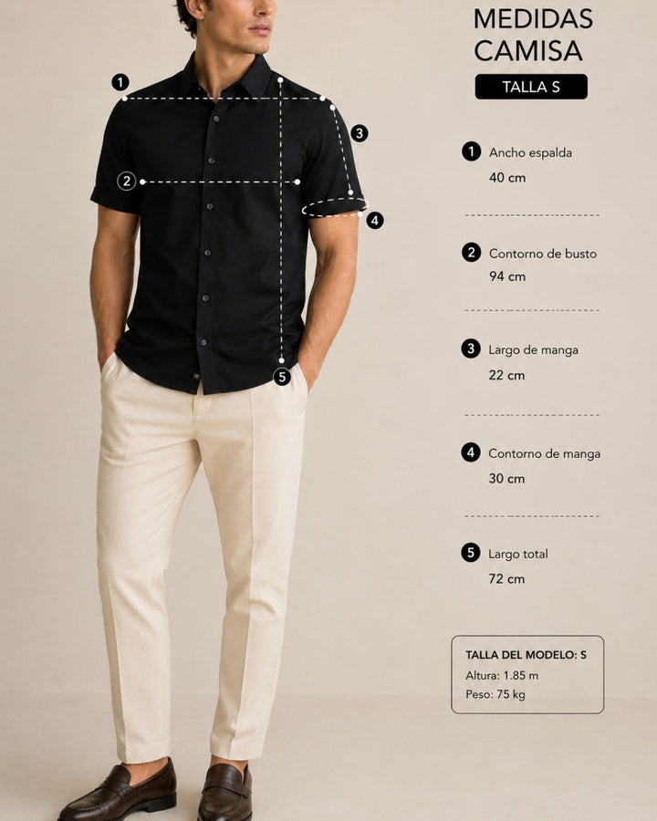 Camisa masculina manga corta en rayón viscosa