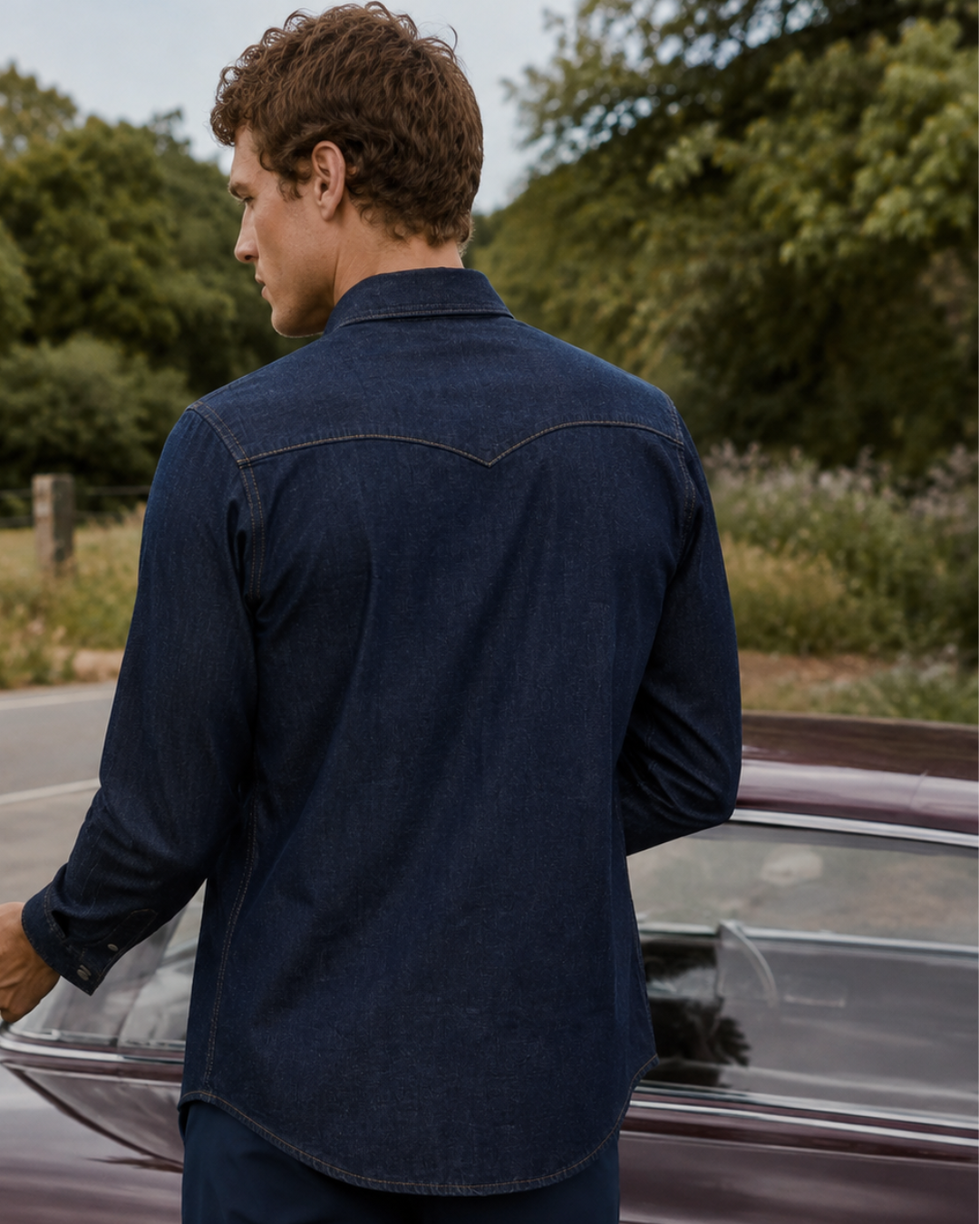 Camisa Índigo Heritage con Broches Premium Hombre | Purple Rain