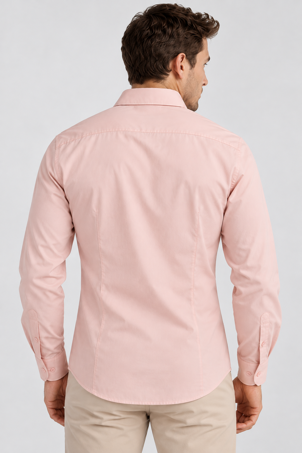 Camisa Hombre Manga Larga en Rayón Stretch con Brillo Sutil – Tonos Pastel