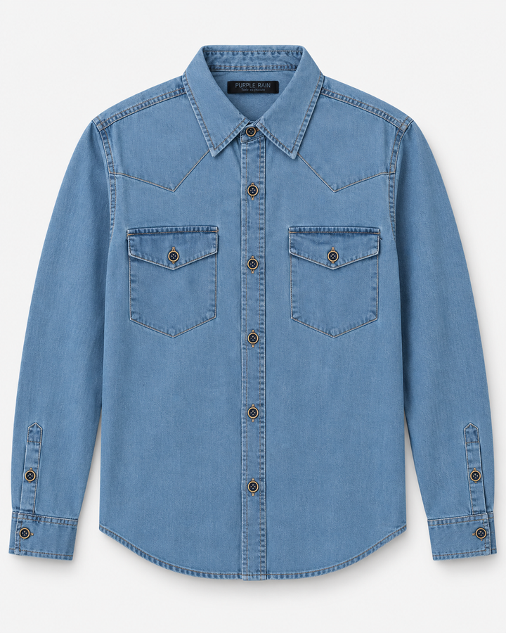 Camisa Índigo de hombre 100% algodón  Premium