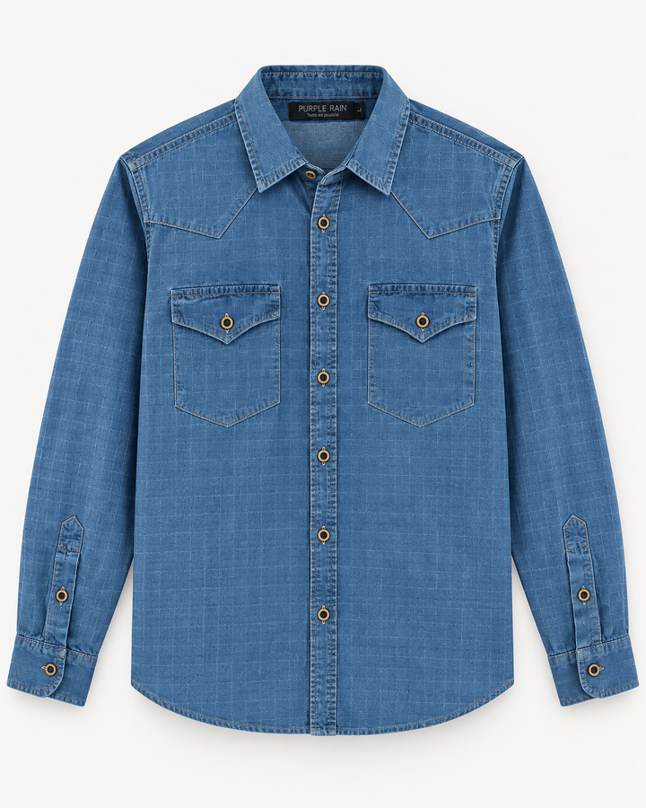 Camisa hombre Índigo Texturizada Cuadros