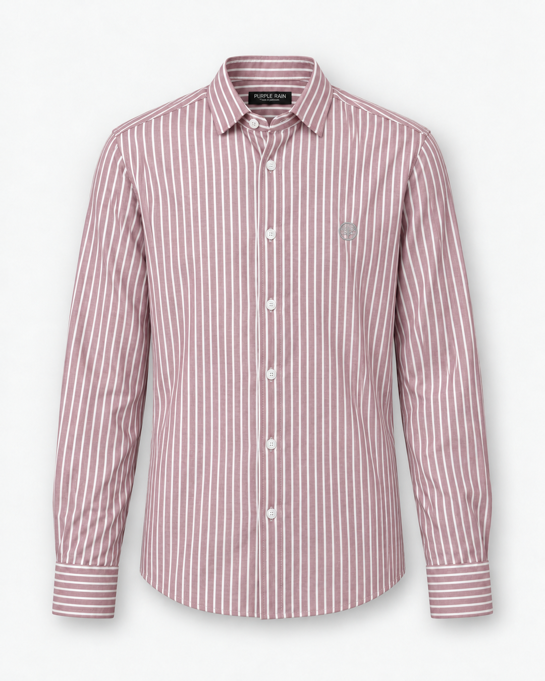 Camisa Hombre Cuello Italiano Manga Larga Raya Gruesa | Purple Rain - Purple Rain