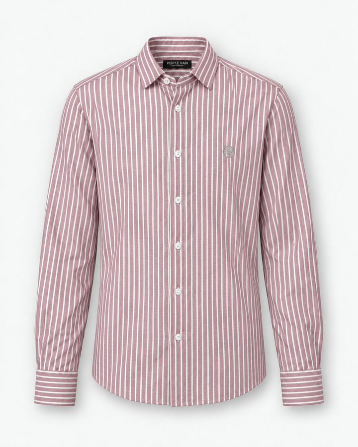 Camisa Hombre Cuello Italiano Manga Larga Raya Gruesa | Purple Rain - Purple Rain