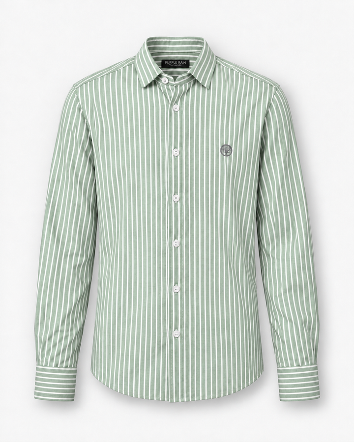 Camisa Hombre Cuello Italiano Manga Larga Raya Gruesa | Purple Rain - Purple Rain