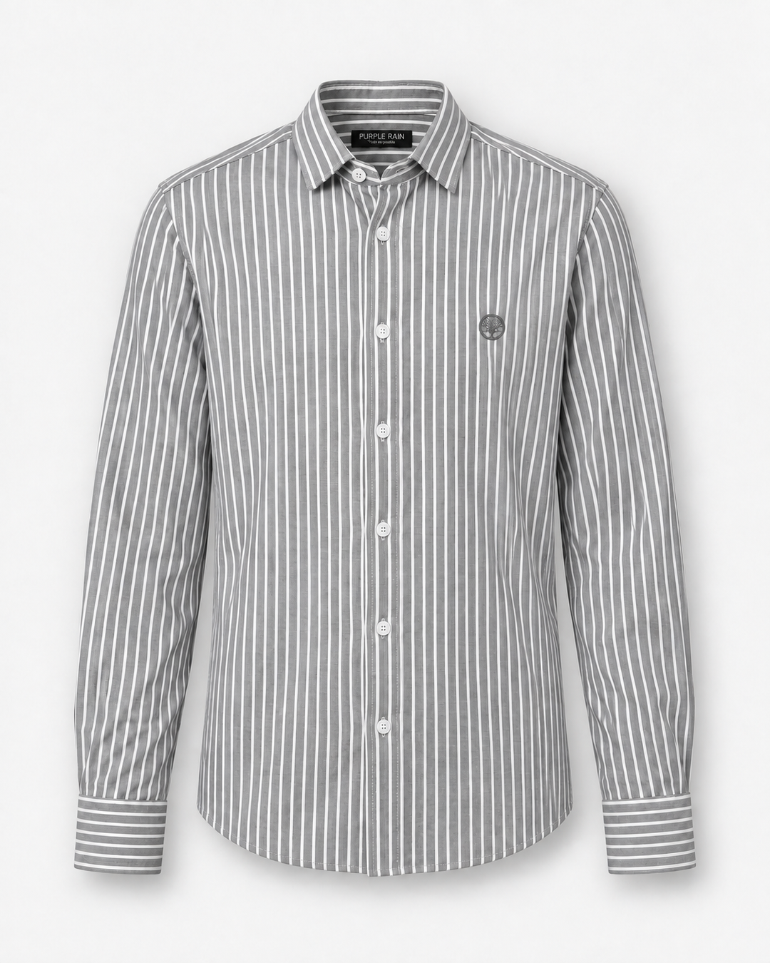 Camisa Hombre Cuello Italiano Manga Larga Raya Gruesa | Purple Rain - Purple Rain