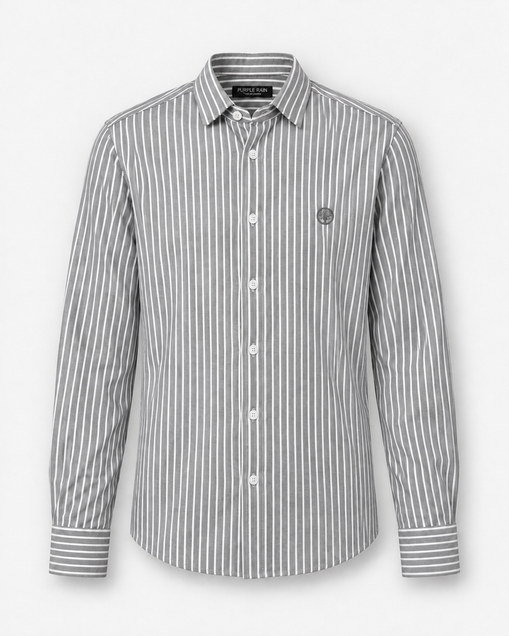 Camisa Hombre Cuello Italiano Manga Larga Raya Gruesa | Purple Rain - Purple Rain