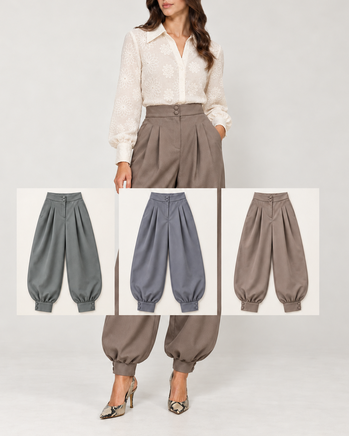 Pantalón Balloon de Mujer de Tiro Alto con Pinzas