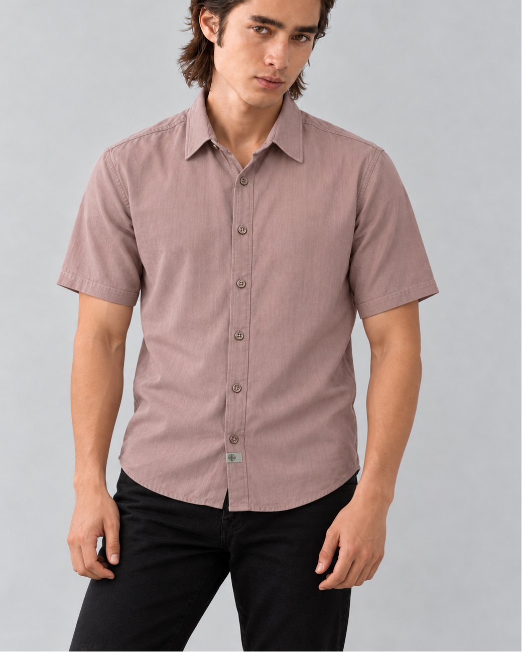 Camisa de manga corta para hombre en viscosa básicos
