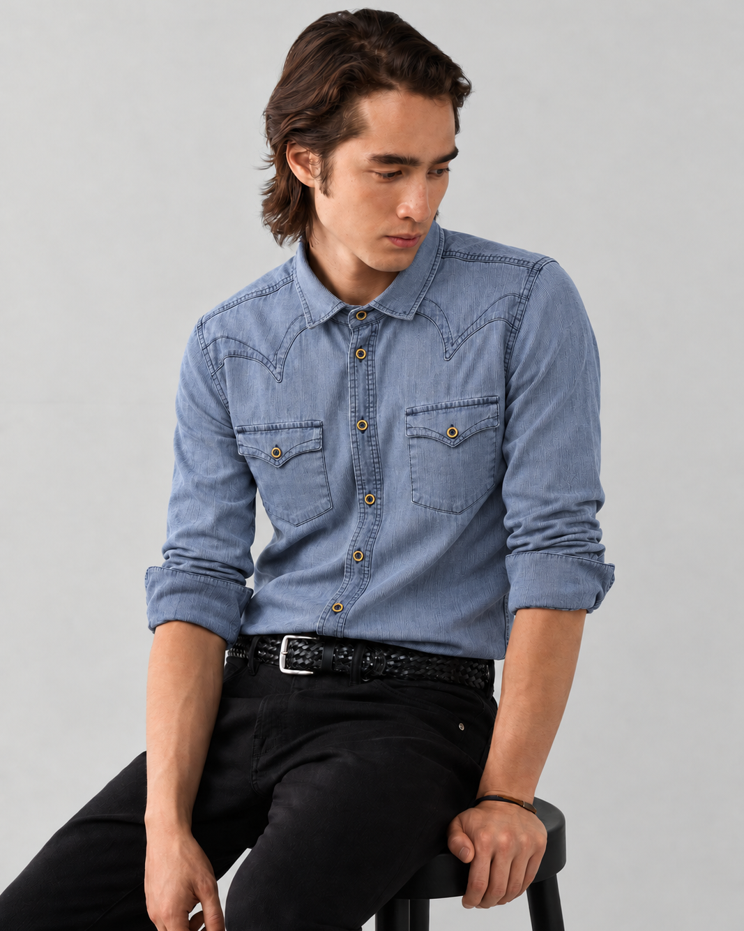 Camisa Manga Larga Hombre Denim Maverick - Purple Rain