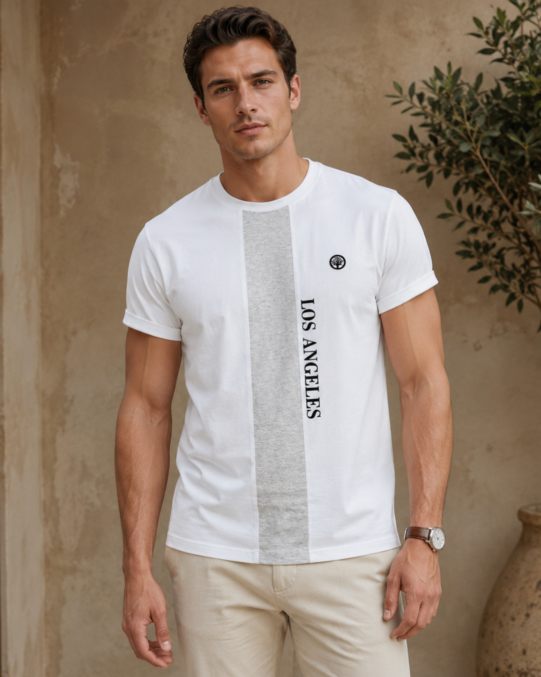 Camiseta Hombre Los Angeles con Panel Central