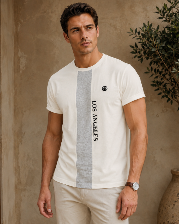 Camiseta Hombre Los Angeles con Panel Central