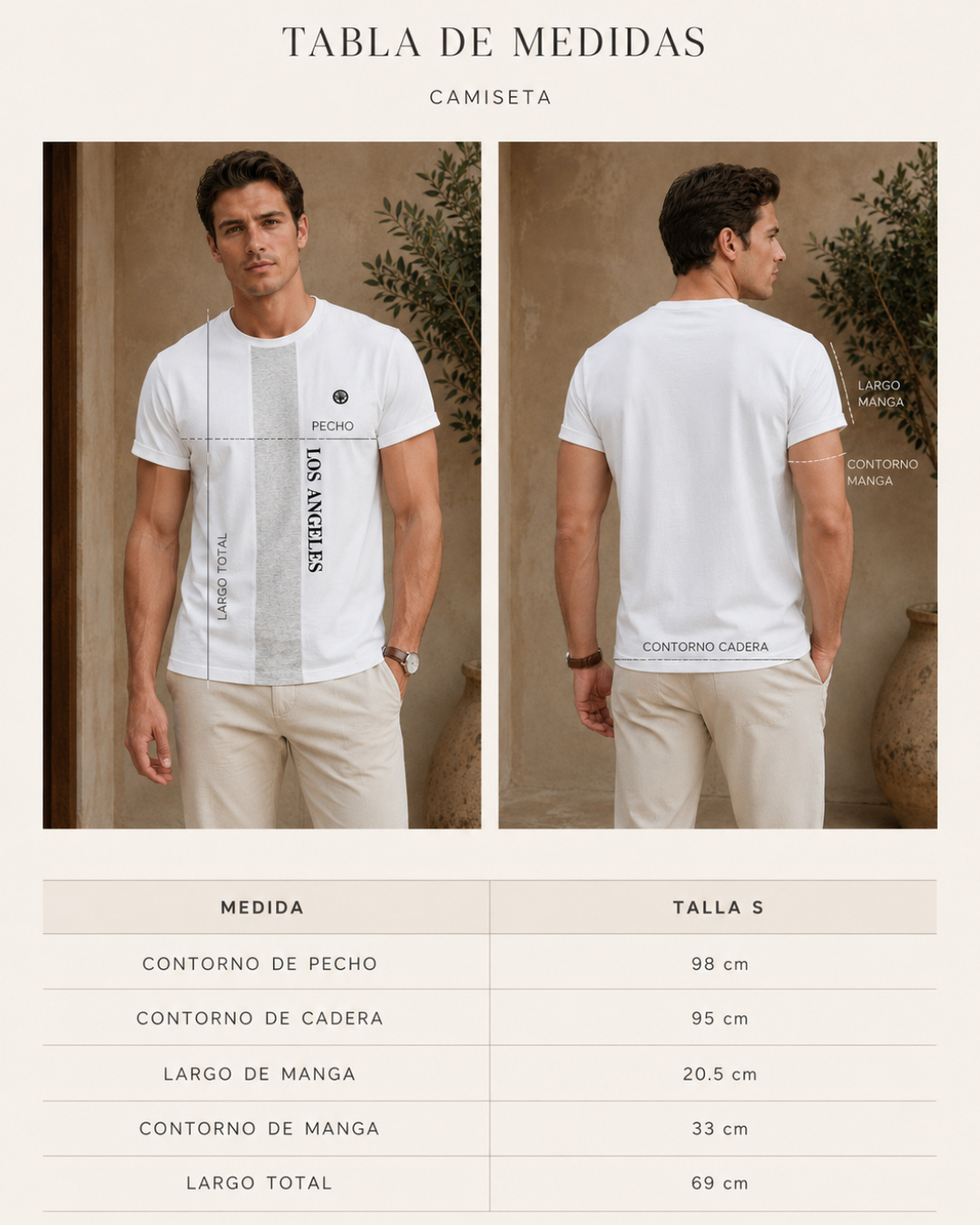 Camiseta Hombre Los Angeles con Panel Central