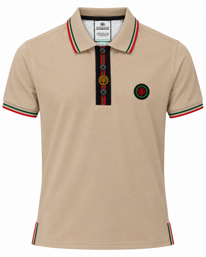 Camiseta Polo Hombre Cuello Texturizado y Detalles Tricolor
