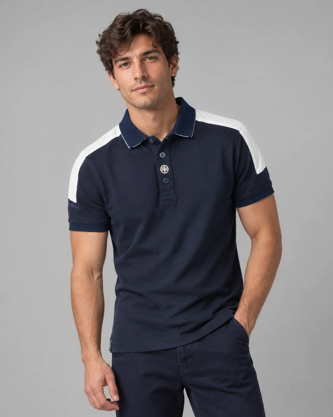 Camiseta Polo Hombre con Cuello texturizado