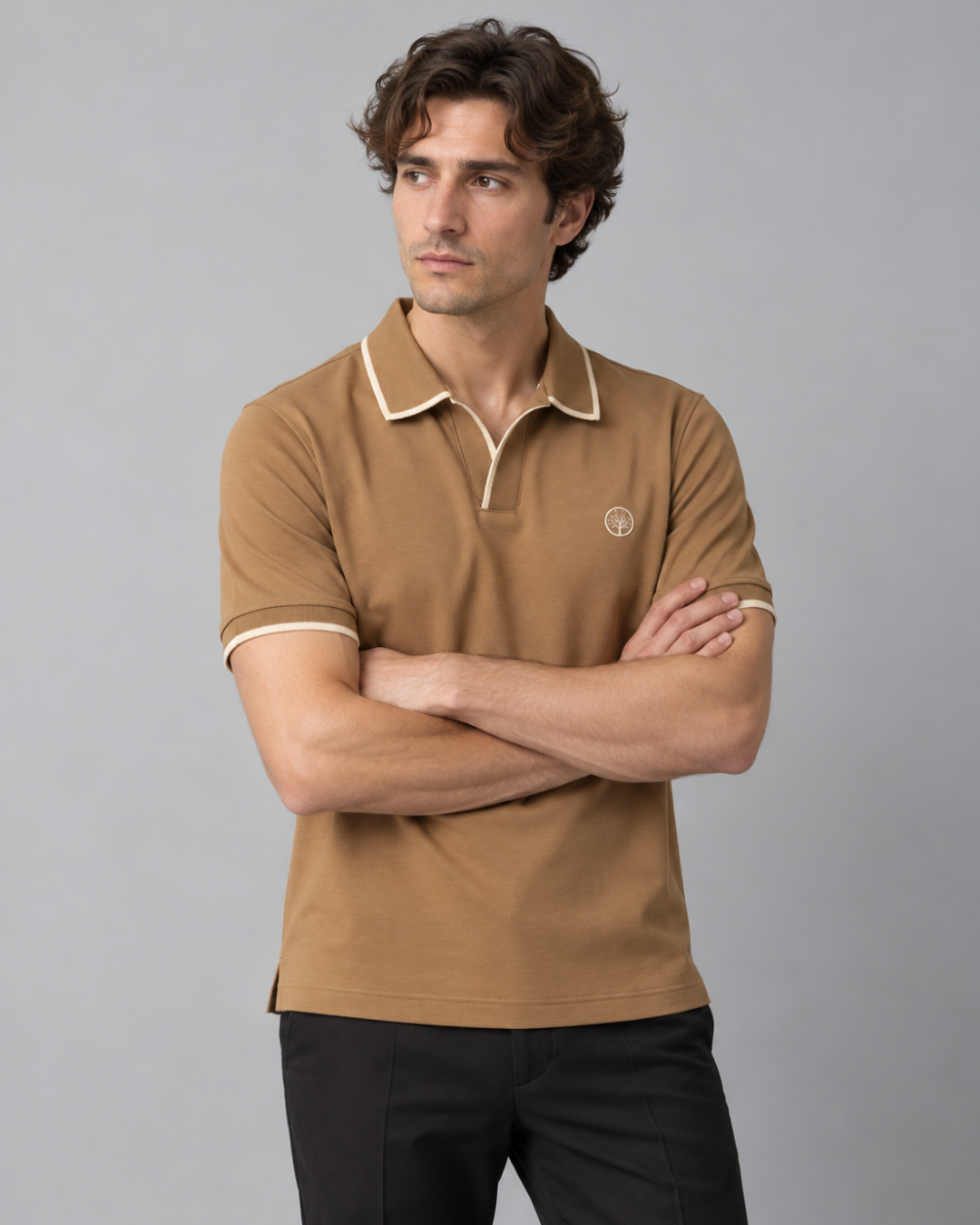 Camiseta Polo Hombre con Cuello y Pechera texturizada