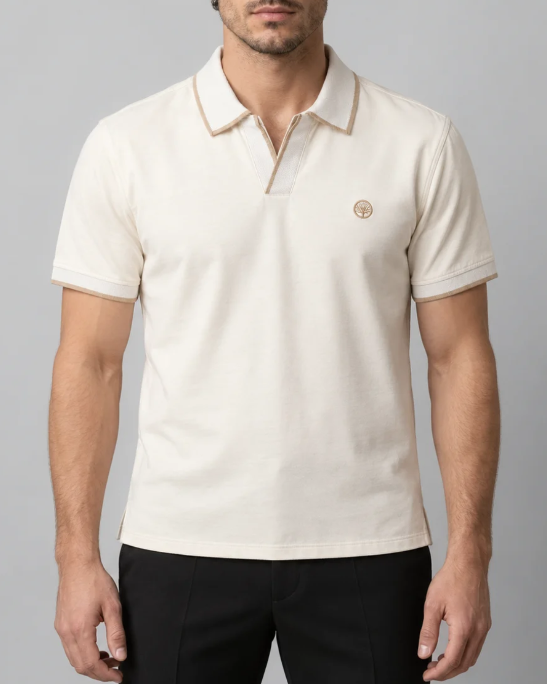 Camiseta Polo Hombre con Cuello y Pechera texturizada