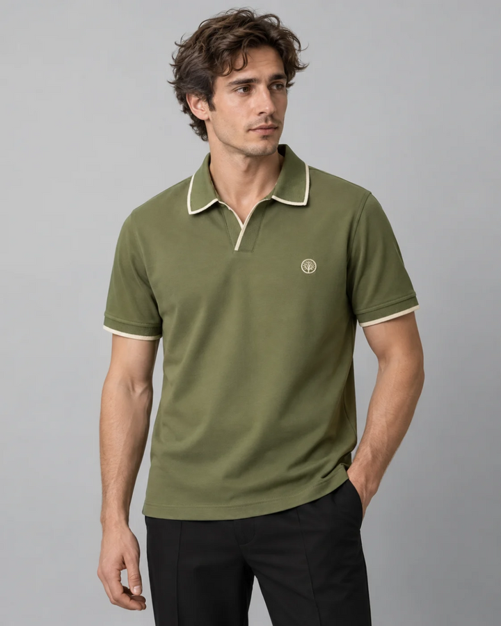 Camiseta Polo Hombre con Cuello y Pechera texturizada