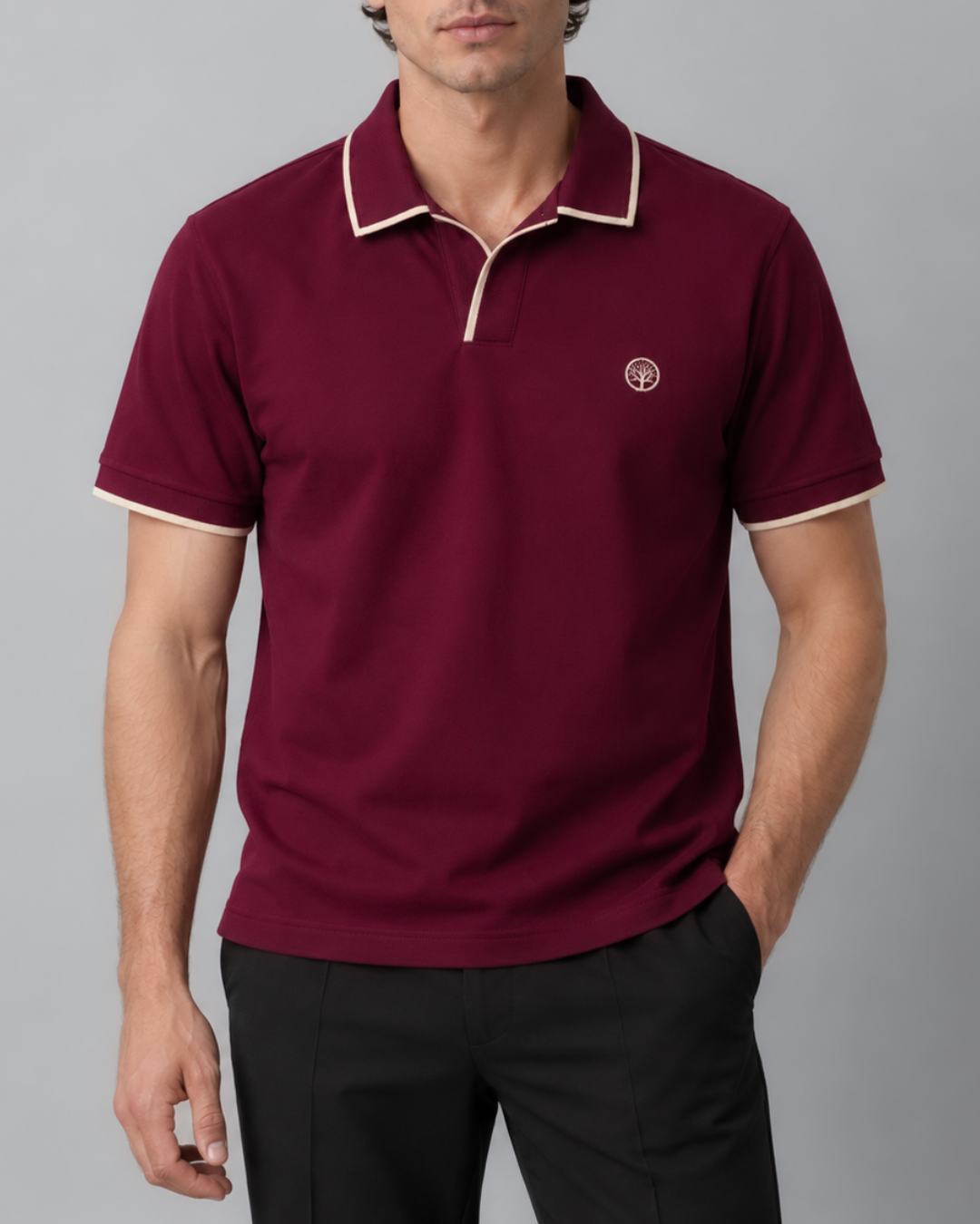 Camiseta Polo Hombre con Cuello y Pechera texturizada