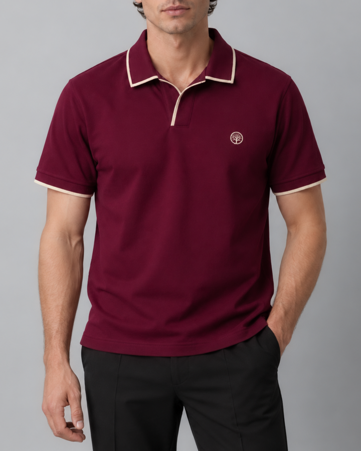 Camiseta Polo Hombre con Cuello y Pechera texturizada