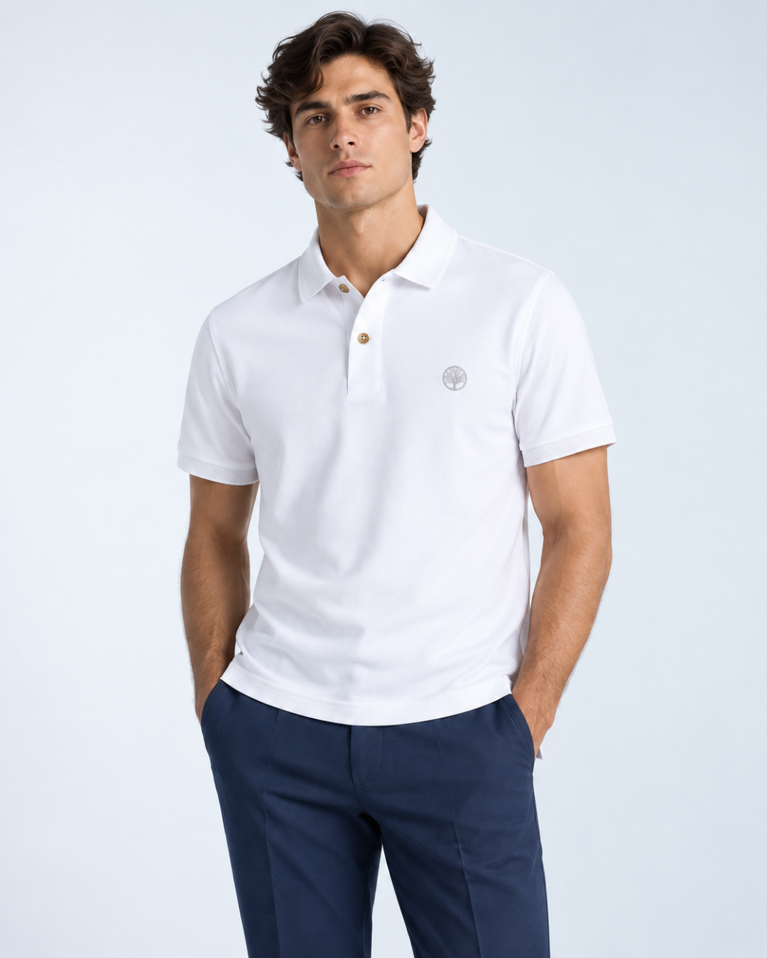 Camiseta Polo Hombre con Cuello y Puños Texturizados