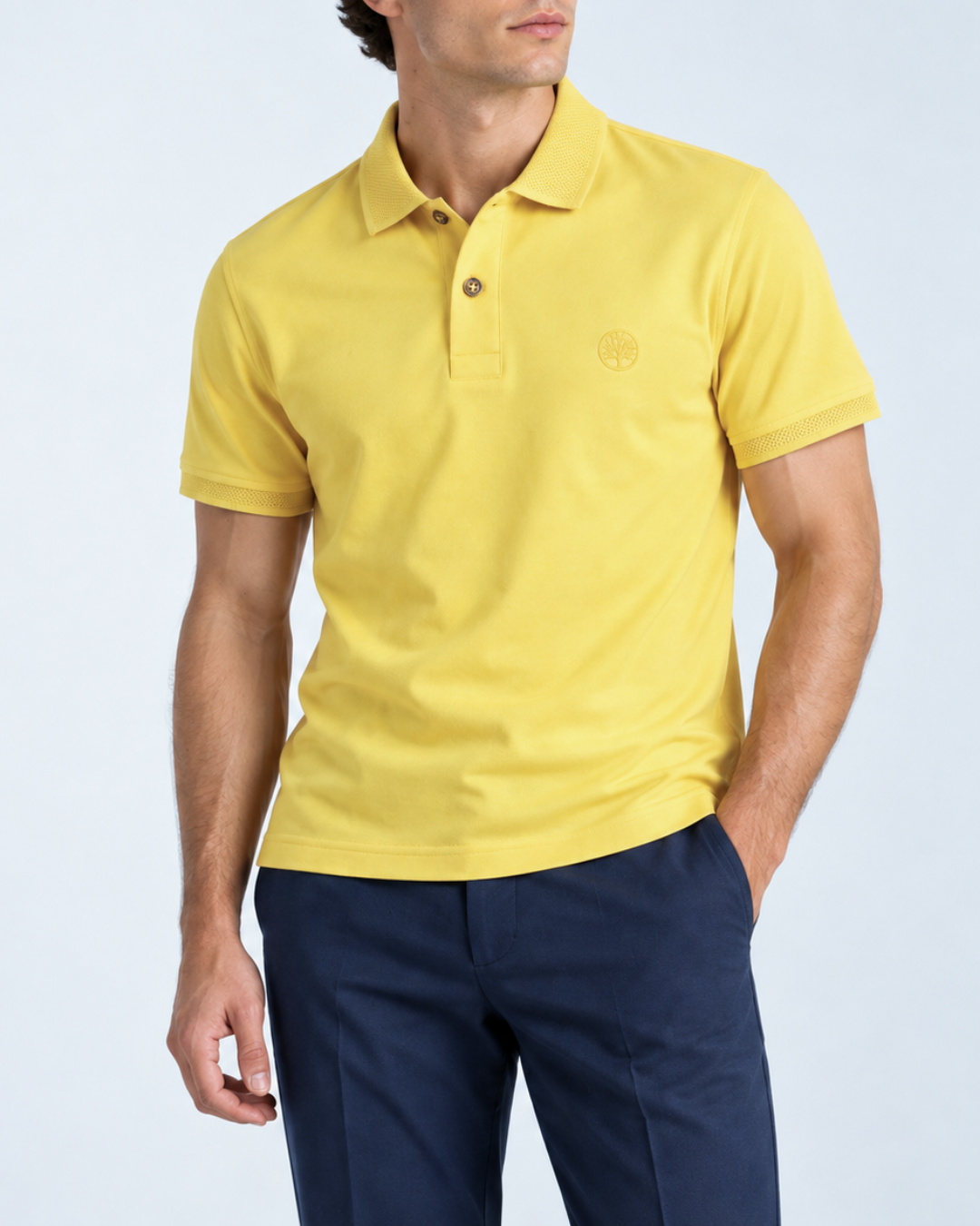 Camiseta Polo Hombre con Cuello y Puños Texturizados