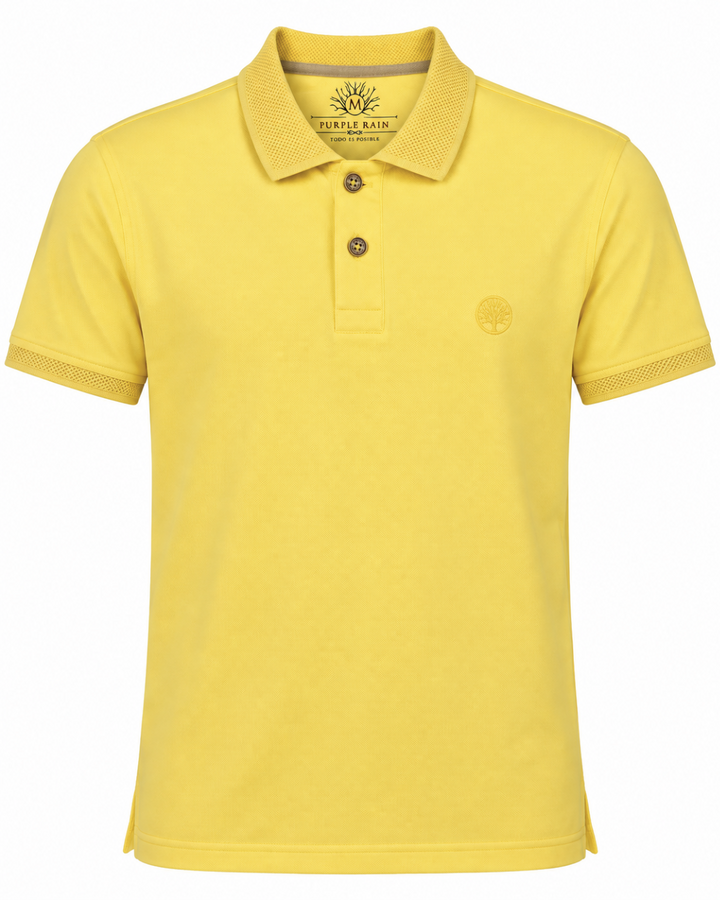 Camiseta Polo Hombre con Cuello y Puños Texturizados