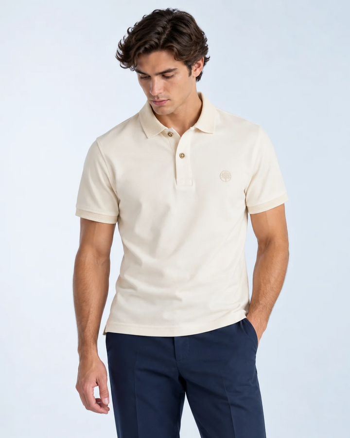 Camiseta Polo Hombre con Cuello y Puños Texturizados