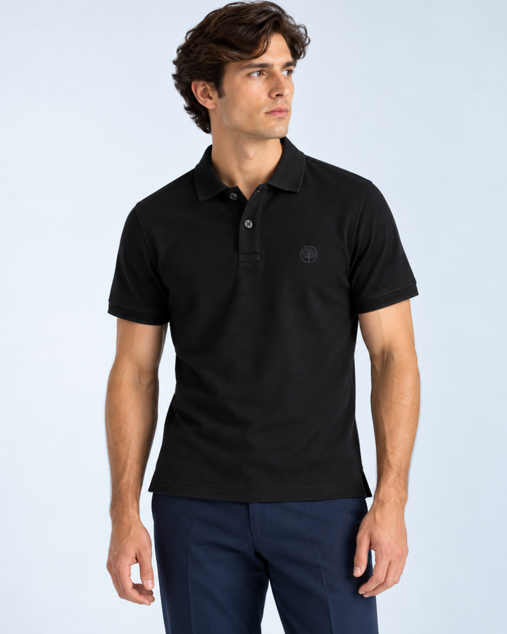 Camiseta Polo Hombre con Cuello y Puños Texturizados