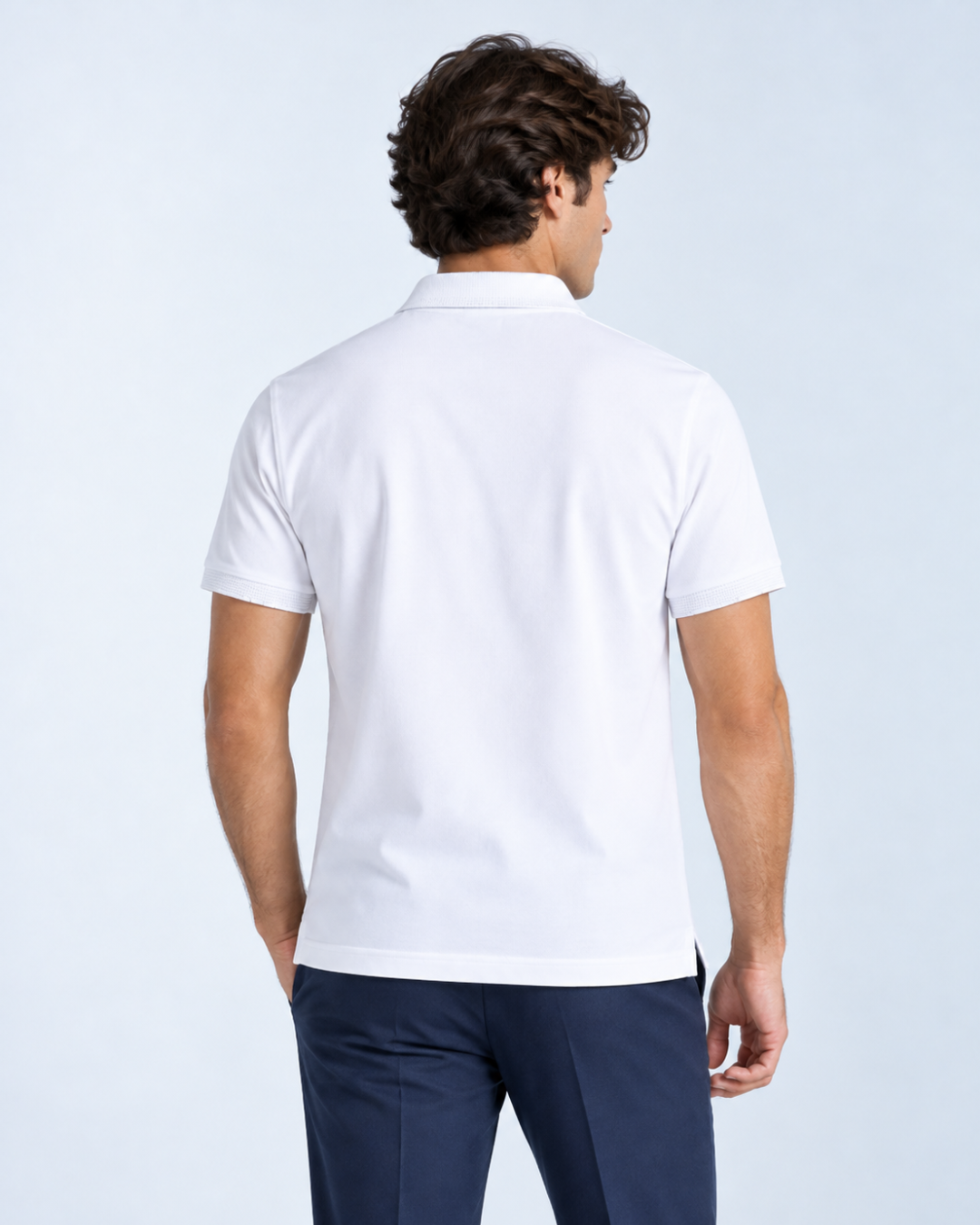 Camiseta Polo Hombre con Cuello y Puños Texturizados