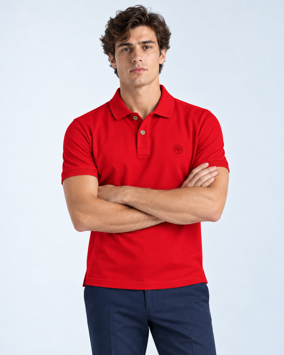 Camiseta Polo Hombre con Cuello y Puños Texturizados