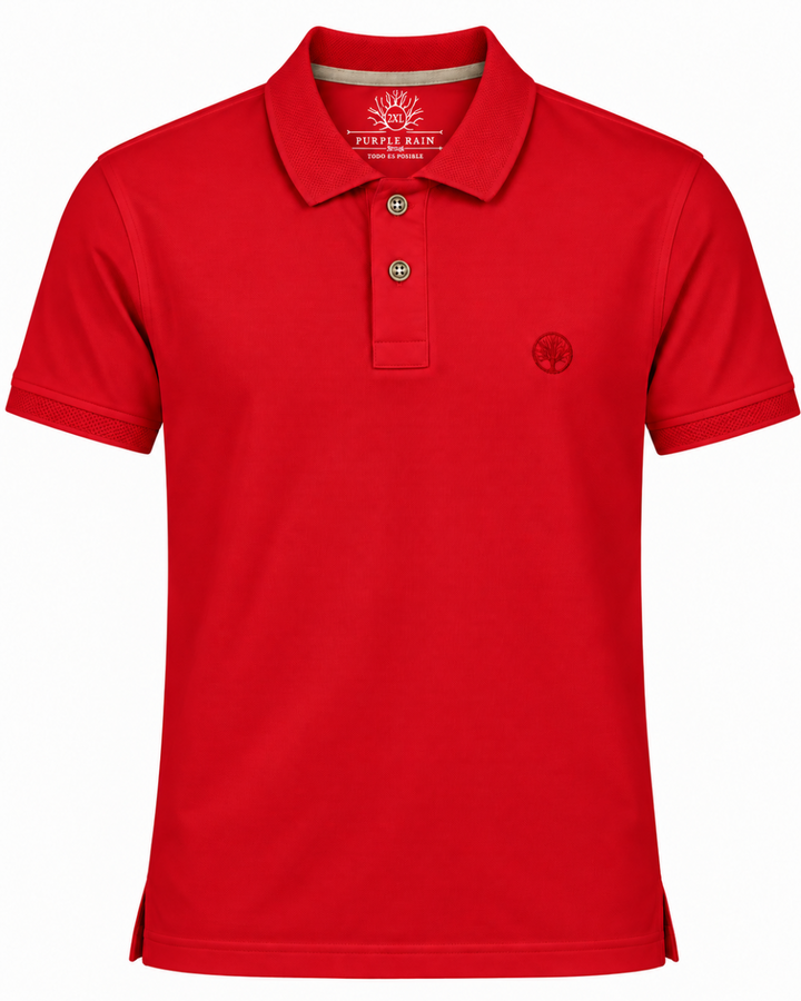 Camiseta Polo Hombre con Cuello y Puños Texturizados