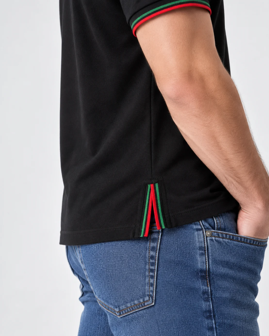 Camiseta Polo Hombre Cuello Texturizado y Detalles Tricolor