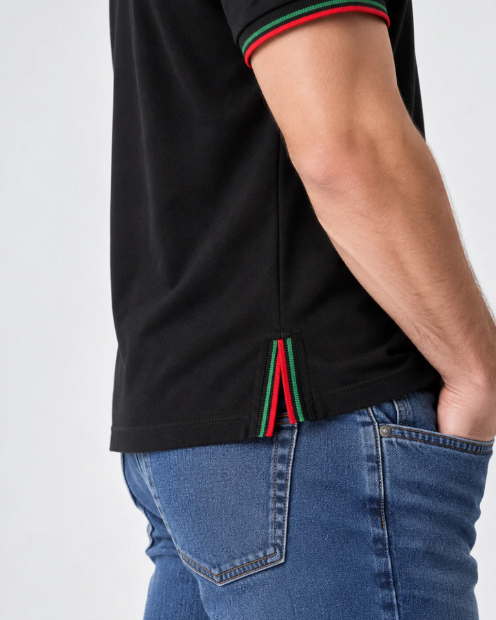 Camiseta Polo Hombre Cuello Texturizado y Detalles Tricolor