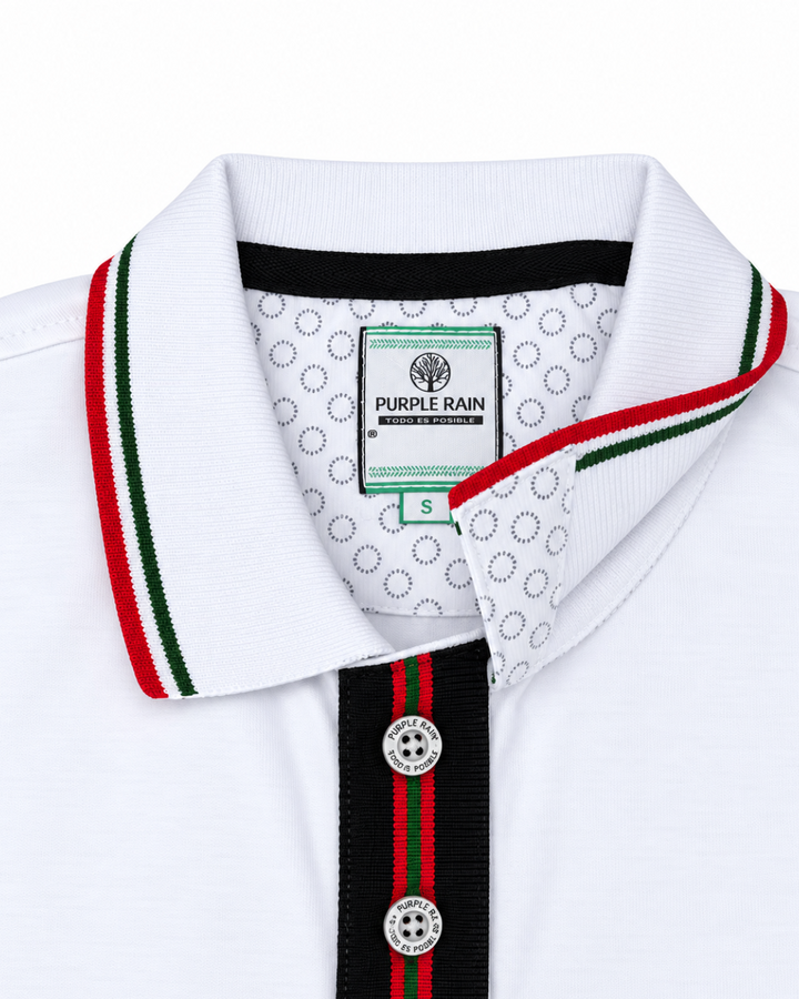 Camiseta Polo Hombre Cuello Texturizado y Detalles Tricolor