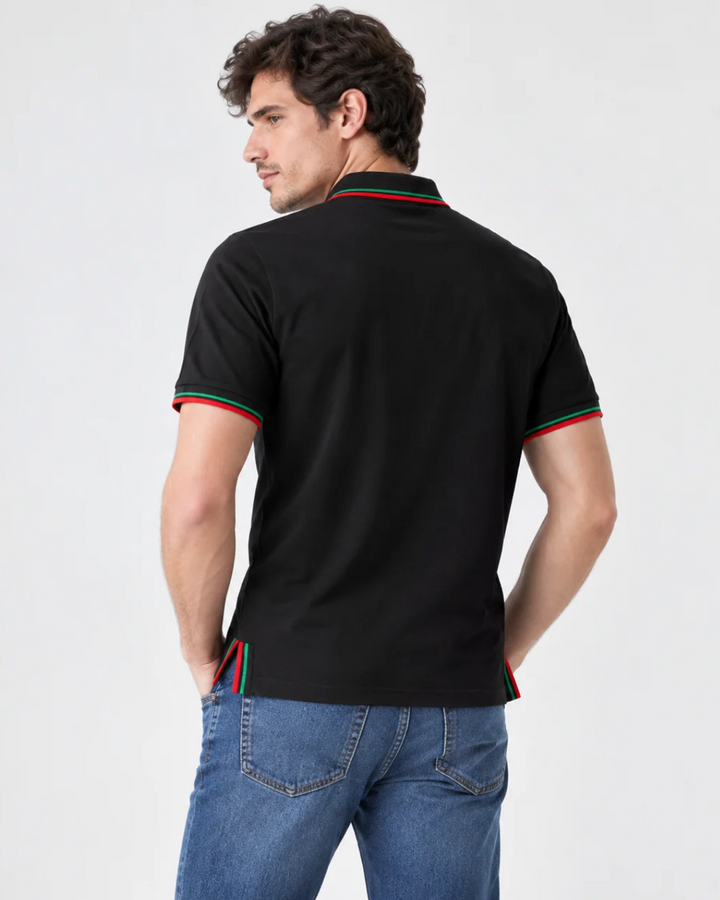 Camiseta Polo Hombre Cuello Texturizado y Detalles Tricolor