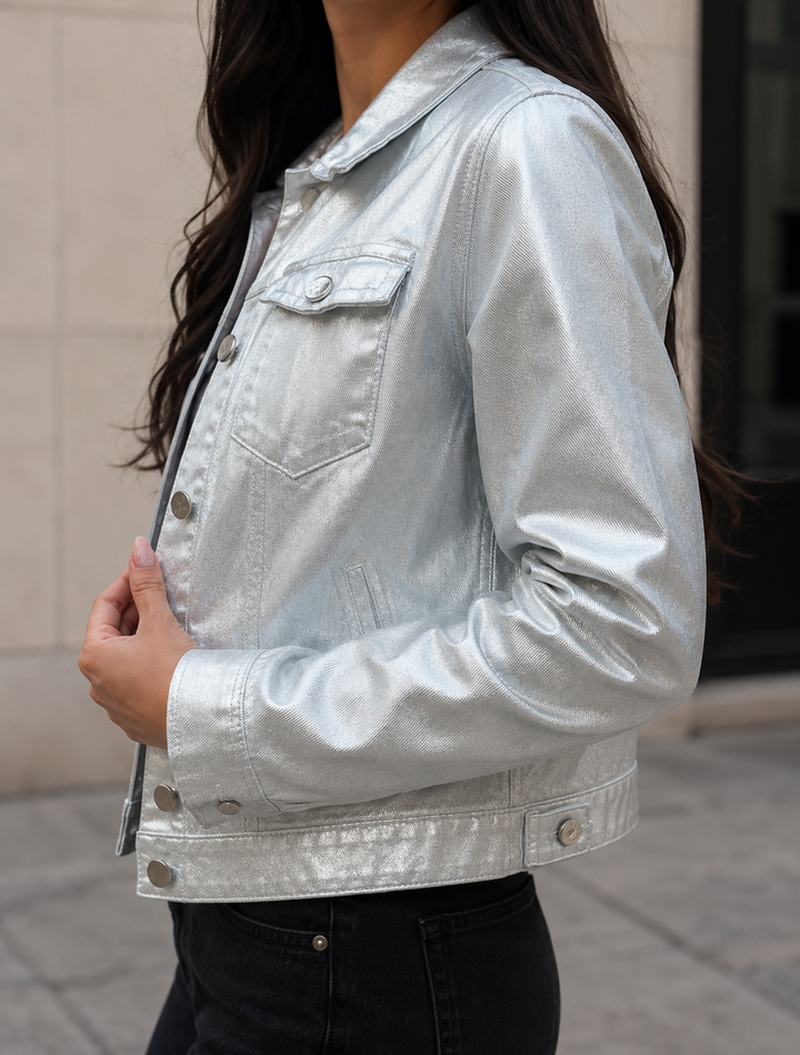 Chaqueta Dama silver /  Acabado metalizado - Purple Rain