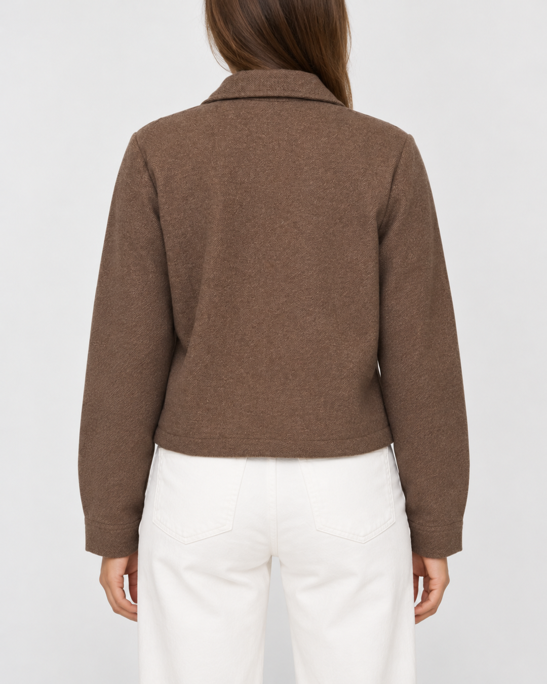 Chaqueta Dama Cropped de Corte Recto Texturizada