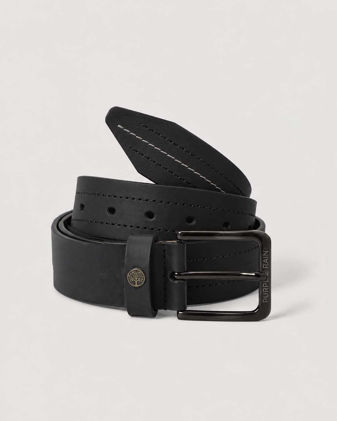 cinturón de Cuero Negra para Hombre con Hebilla Purple Rain
