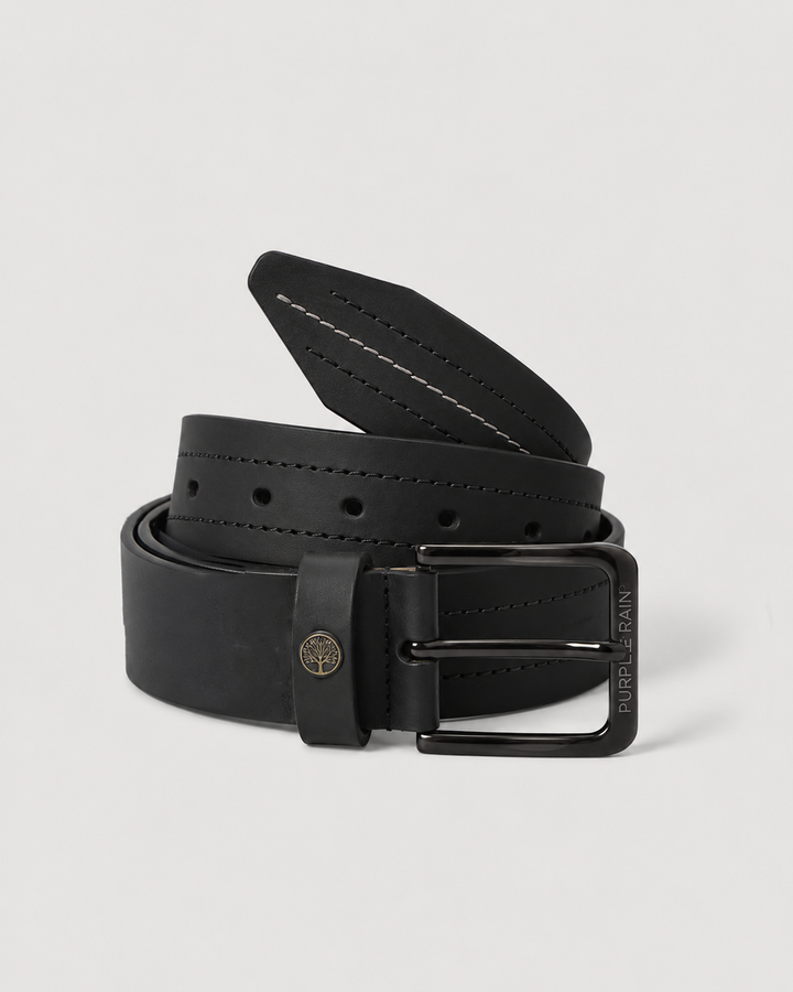 cinturón de Cuero Negra para Hombre con Hebilla Purple Rain