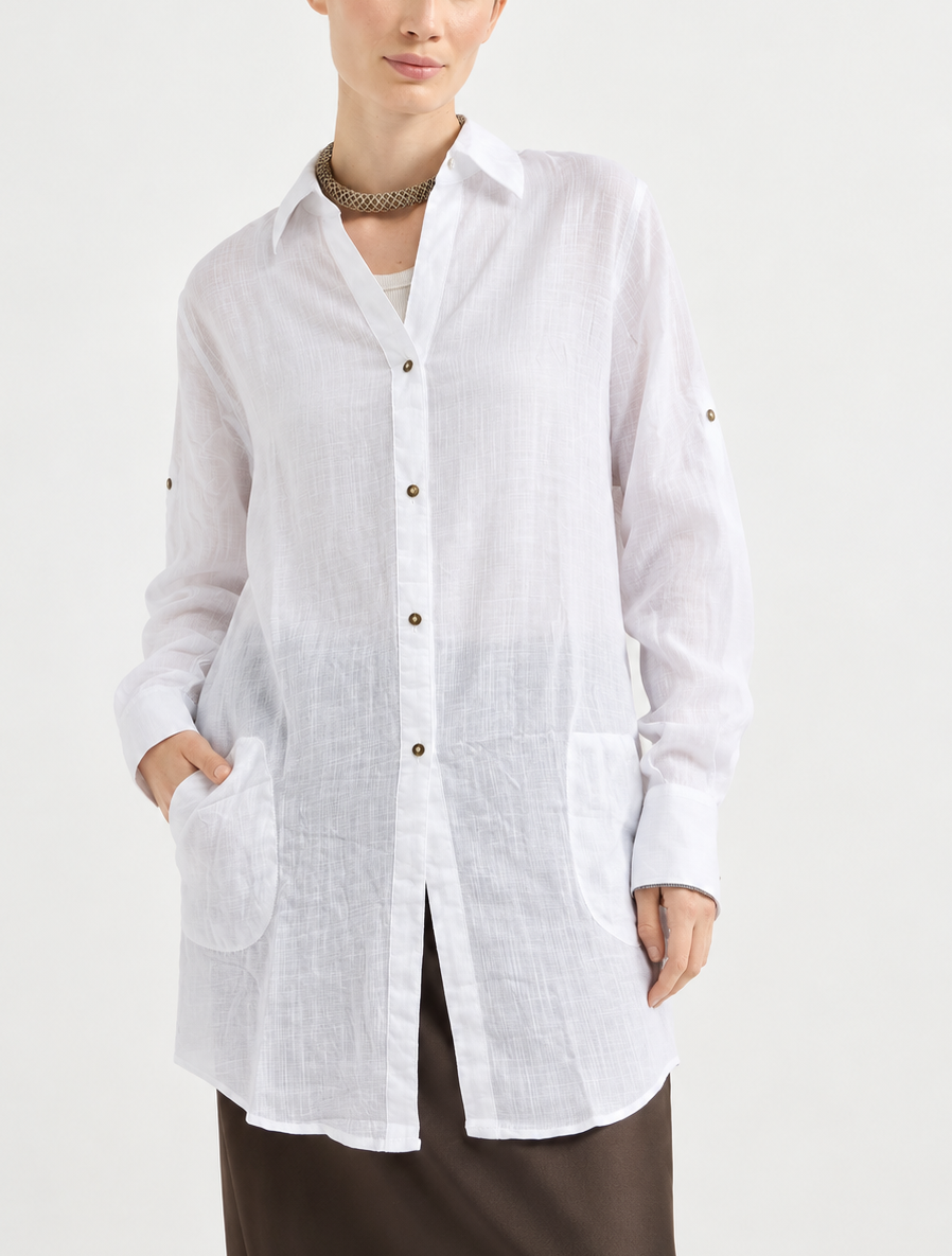 Blusón Camisero Largo para Mujer en Viscosa Siena