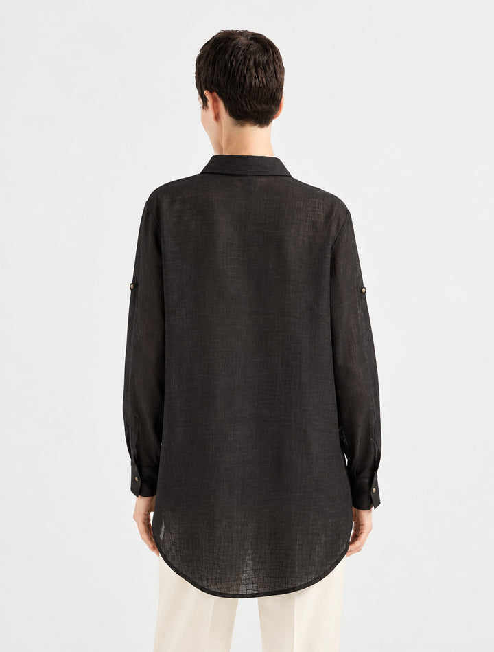 Blusón Camisero Largo para Mujer en Viscosa Siena