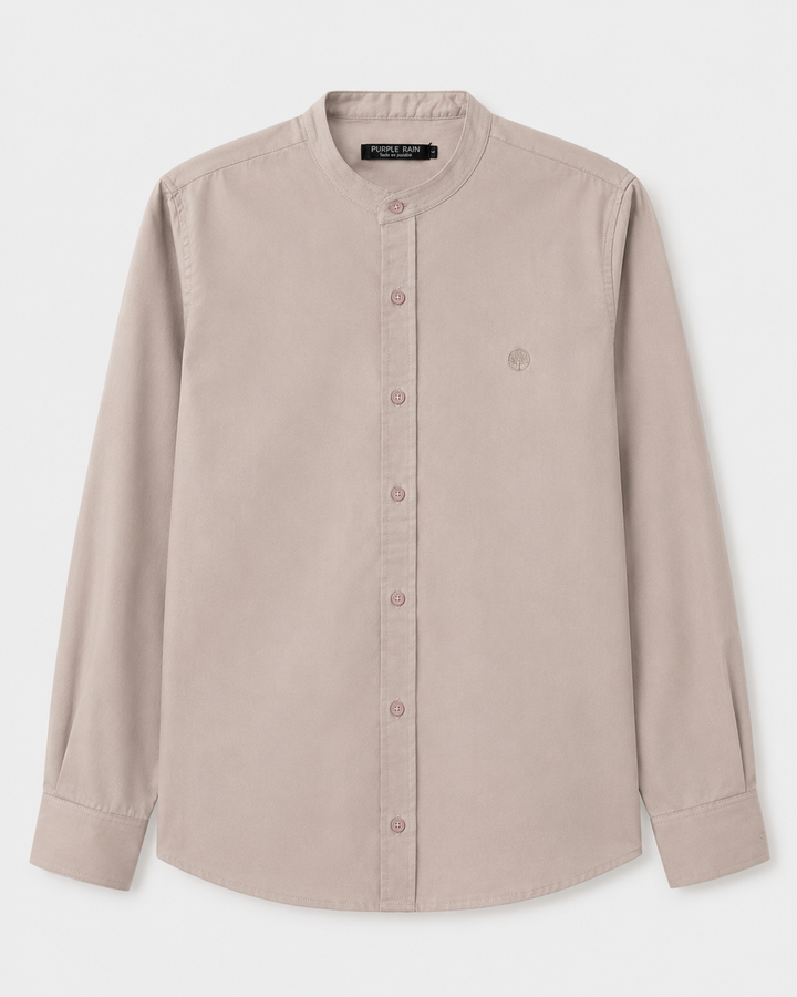 Camisa Hombre Cuello Neru tejido Micro punto Manga Larga